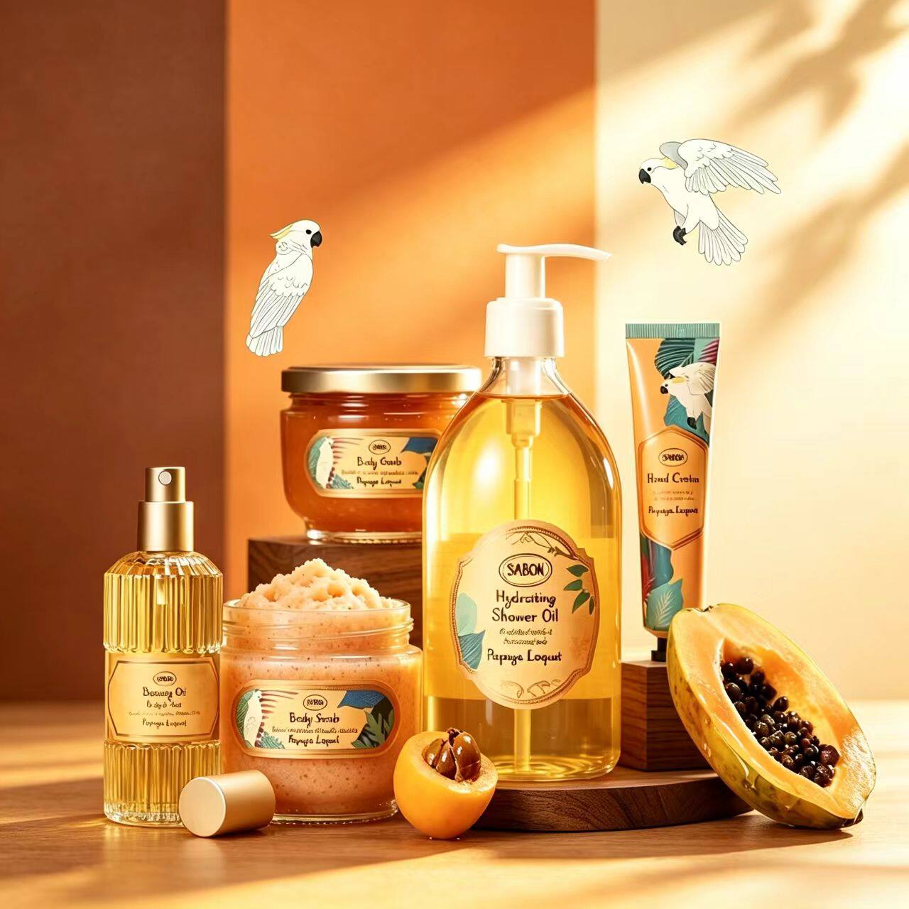 sabon限定品 木瓜枇杷 柚子薄荷 清洁去角质 沐浴油磨砂膏身体乳