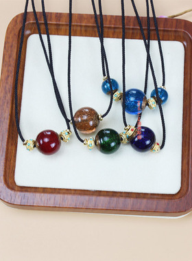 香灰琉璃珠原创设计项链