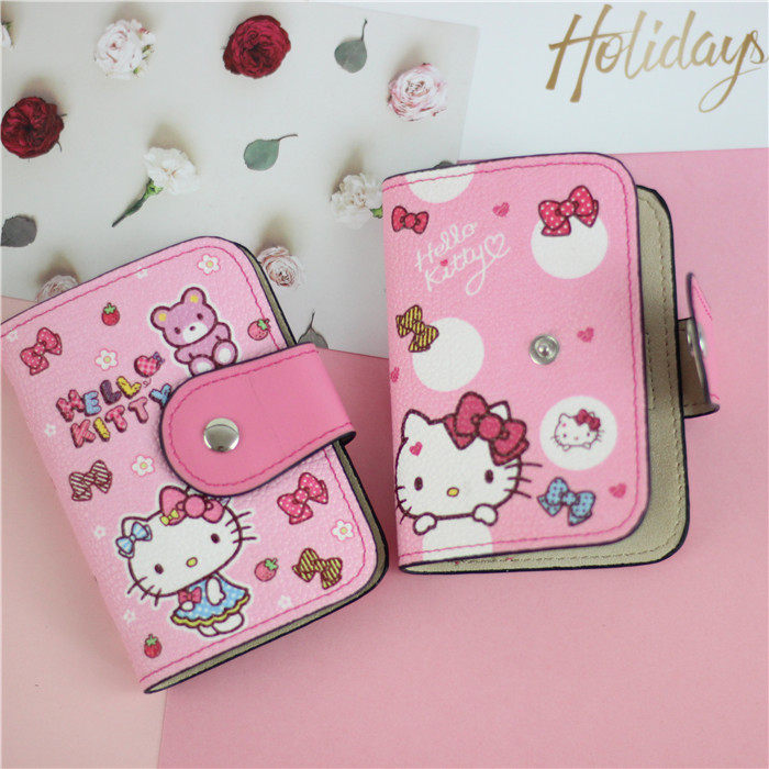 包邮helloKitty卡通pu纽扣卡位收纳银行卡包 多卡位卡包
