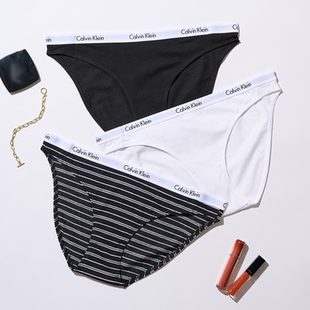 Calvin Klein内衣三条装舒适棉质弹力透气性感比基尼CK三角内裤女