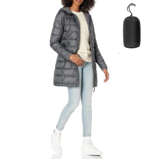 Amazon Essentials正品2024中长款女装轻薄棉袄保暖棉衣防水棉服