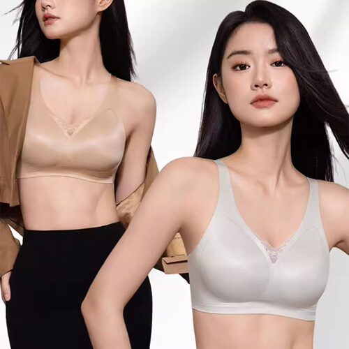 莹嫦3018背心式内衣女试无痕聚拢深V缎面蕾丝U型美背文胸罩不跑杯