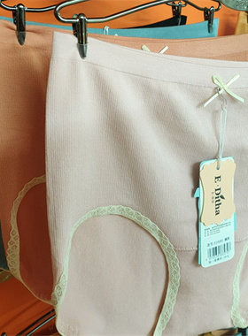 E帝莎19086女莫代尔无缝三角内裤中腰蕾丝边纯棉裆包臀短裤19085