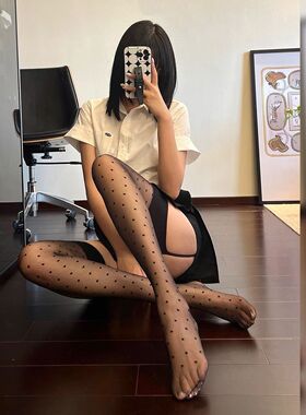 南郭良品复古优雅波点黑丝吊带一体丝袜女圆点薄款夏季性感高腰