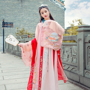包邮花好月圆古风大袖衫寒宫折桂齐胸刺绣襦裙套装改良汉服情人节