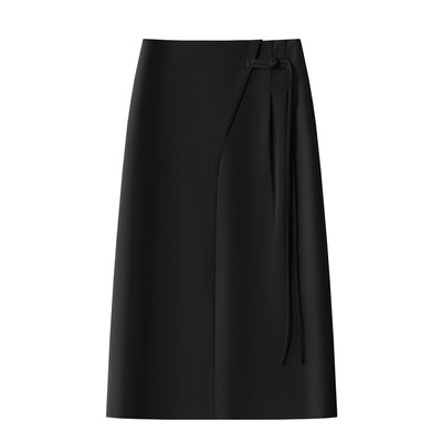 黑色通勤高腰A字包臀西装半裙