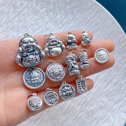 纯银扎基拉姆黄财神算盘小佛吊坠