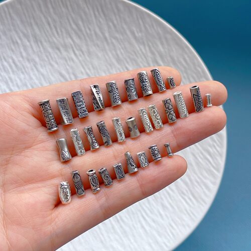 纯银小直管隔珠桶珠diy手串编绳