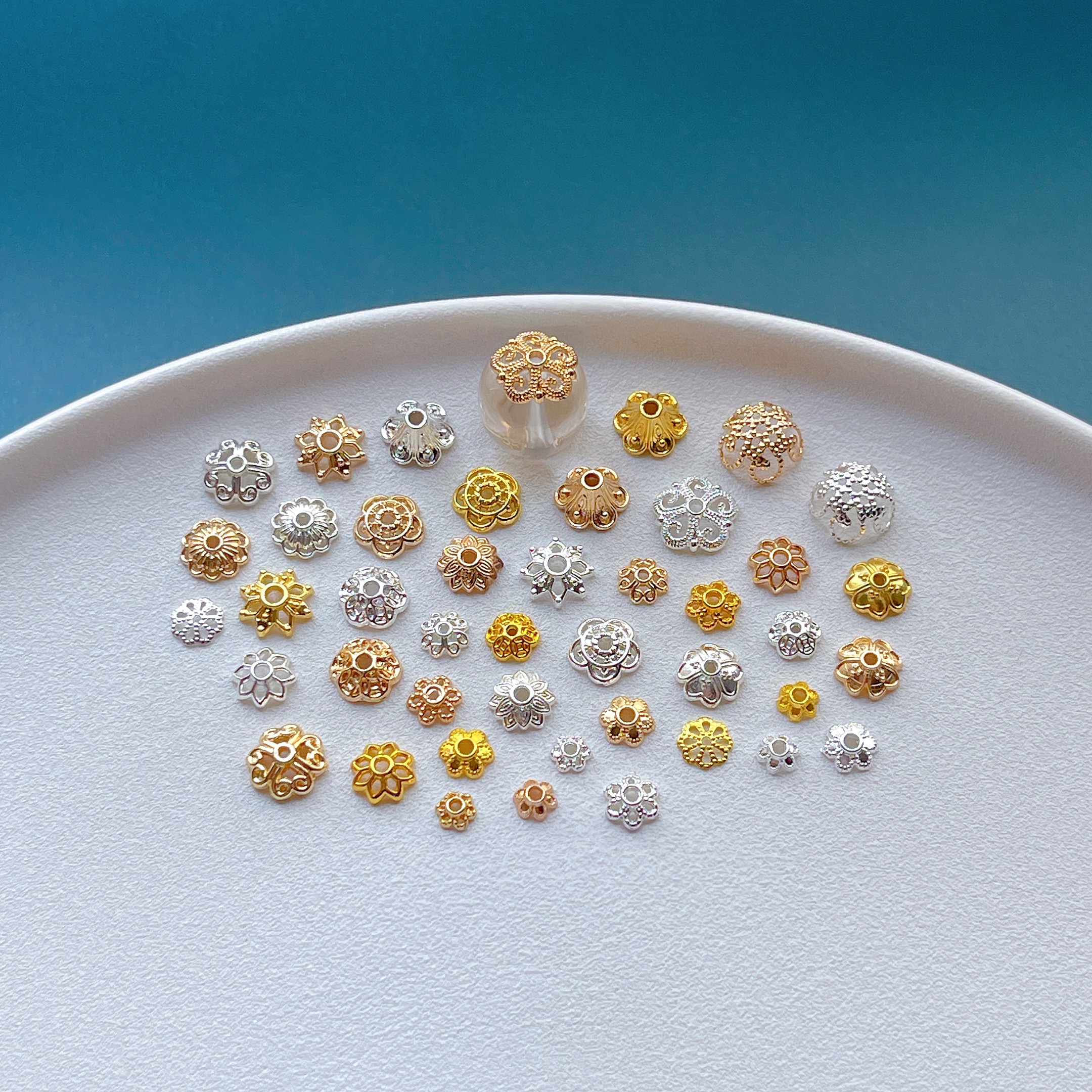 包18K金花托隔珠珠托垫片diy手链