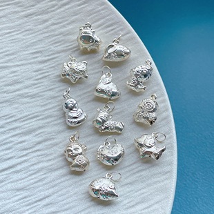 足银999纯银饰配件十二生肖吊坠提溜挂坠diy手串项链编绳配饰男女