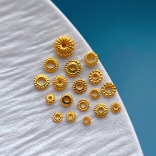 24K包金保色配件雪花麻花齿轮飞碟隔珠隔片垫片diy串手工手链项链
