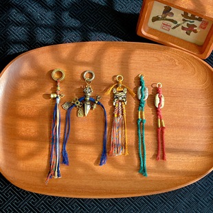 藏式文玩配饰黄铜金刚杵金刚铃经书扣侧挂佛珠流苏小滴溜吊坠diy