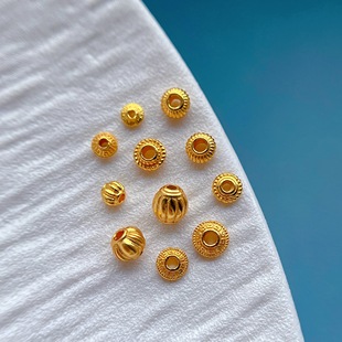 24K包金保色配件灯笼珠回纹珠飞碟珠雪花隔片隔珠垫片diy手链项链