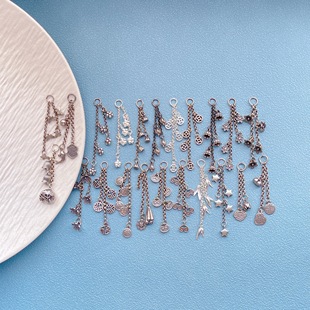 925纯银饰配件竹节莲蓬花苞如意福字玉兰花流苏穗子吊坠手串项链