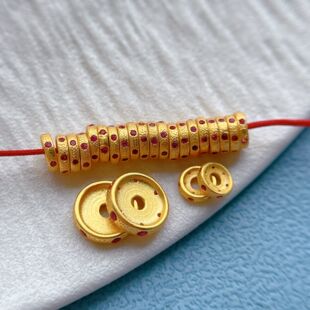 古法金s925银镀24K金配件镶钻隔片隔珠垫片DIY串手链项链编绳配饰