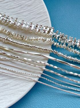 清迈手工银麻花小直管八棱珠隔珠锤纹隔片六芒星桶珠圆珠diy配饰