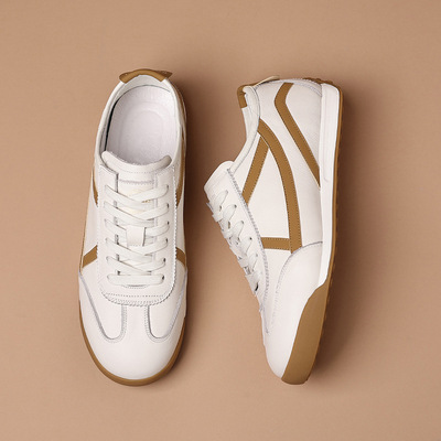 复古软底真皮德训鞋男2025春夏新款低帮薄底小白鞋男款休闲运动鞋