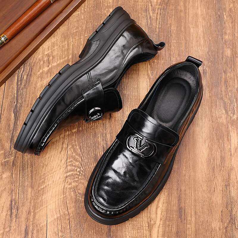 头层牛皮男款透气乐福鞋男士休闲皮鞋商务英伦一脚蹬男鞋子豆豆鞋