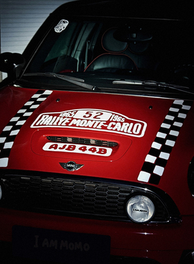 复古MINI主题车身拉花蒙特卡洛52号冠军1965大车贴电迷你改装周边