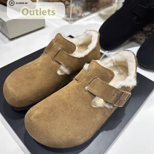 Birkenstock德国勃肯鞋窄版博肯鞋London秋冬加绒全包软木单鞋女