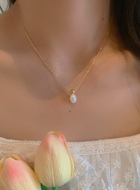 高级感淡水珍珠复古锁骨链