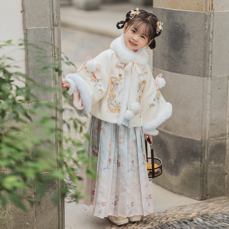 女童汉服拜年服冬款加厚中国风儿童古装唐装新年过年服马面裙冬季