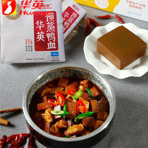华英预蒸鸭血300克X5盒凉拌鸭血烹饪火锅冒菜麻辣烫配菜毛血旺