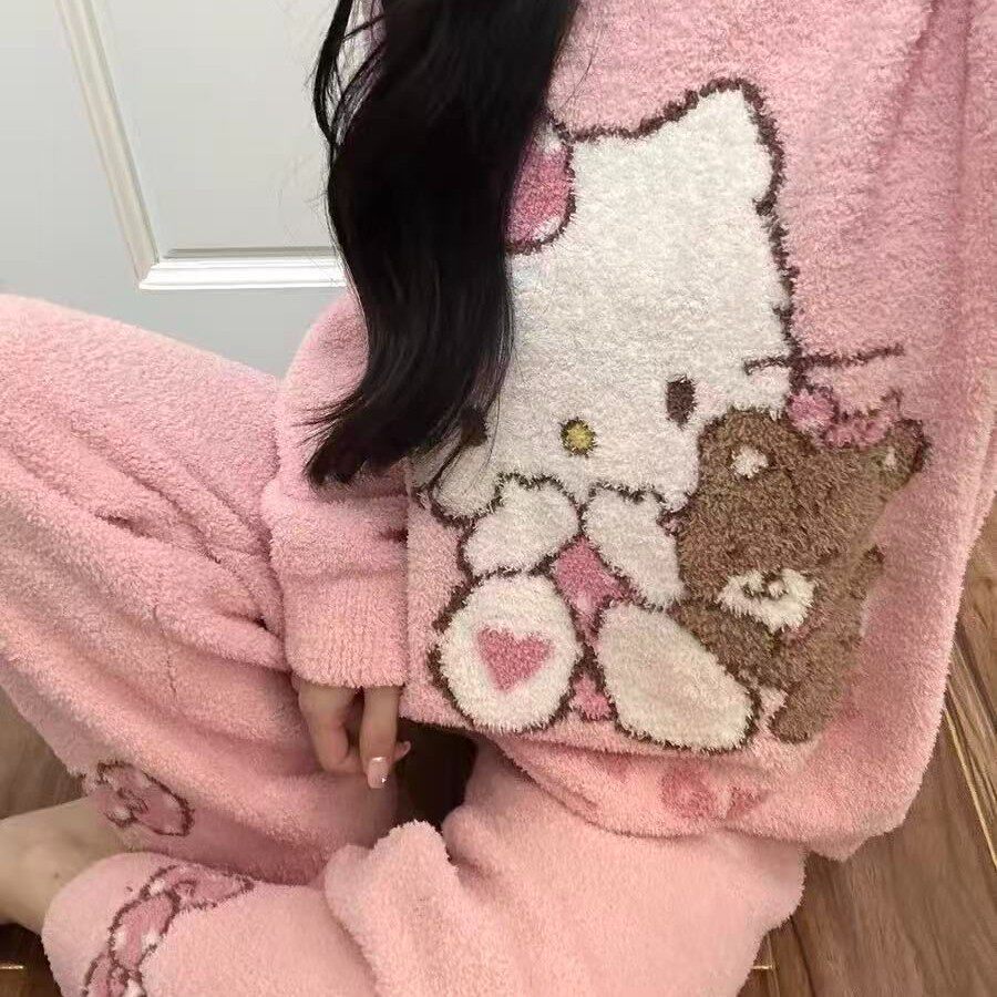 秋冬天新款加厚半边绒睡衣女长袖宽松加绒卡通家居服网红套装,女士内衣/男士内衣/家居服,睡衣/家居服套装,淘宝优惠券,粉丝福利购,淘宝优惠卷