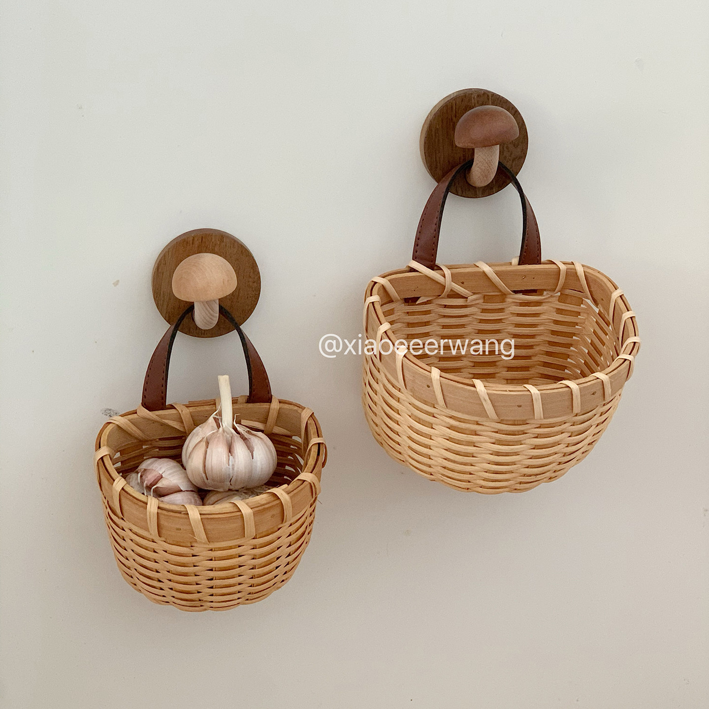 厨房姜蒜收纳筐藤编篮子壁挂小篮子家用手提编织鸡蛋筐悬挂置物篮