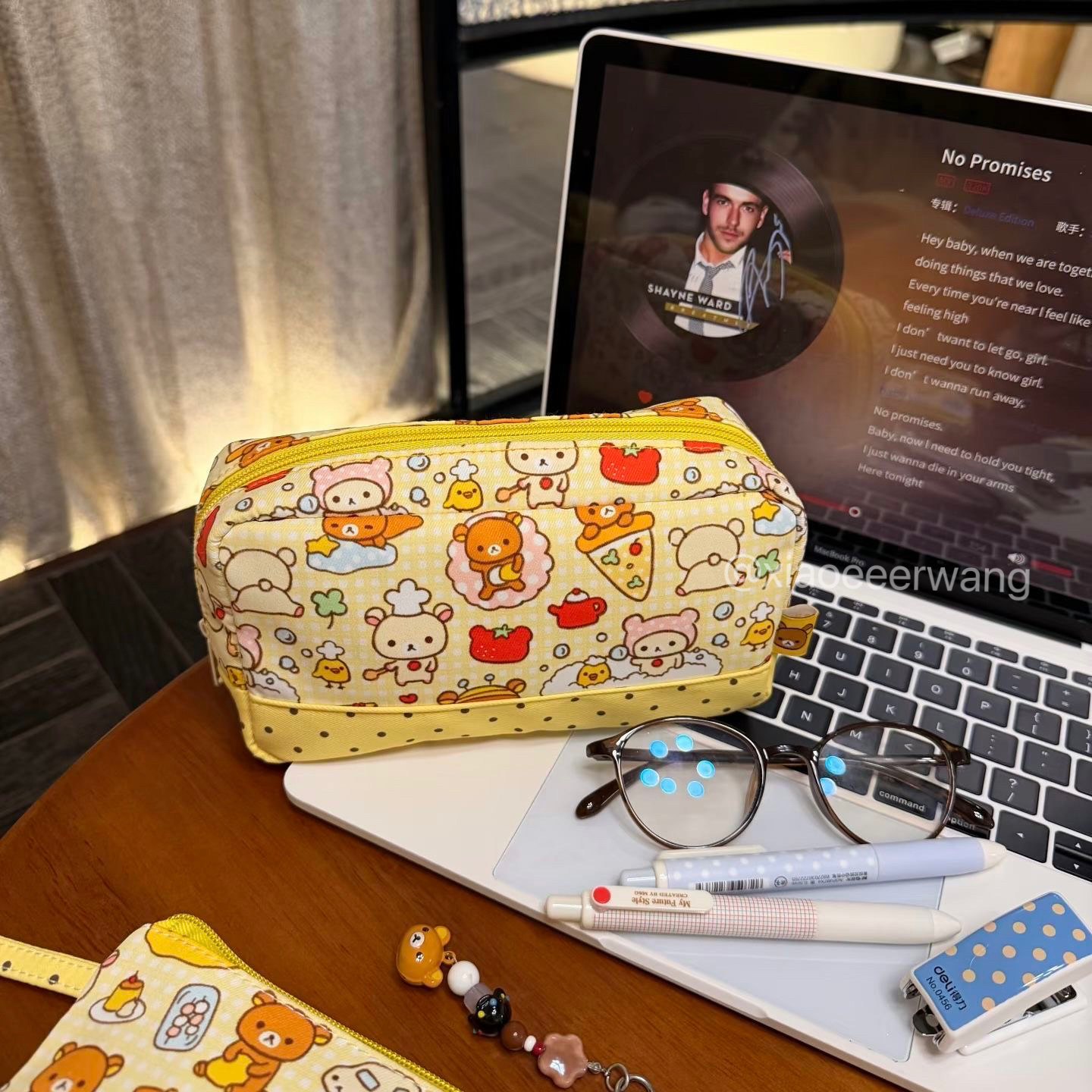 日系轻松熊笔袋高颜值ins风大容量文具盒学生便携铅笔盒文具袋