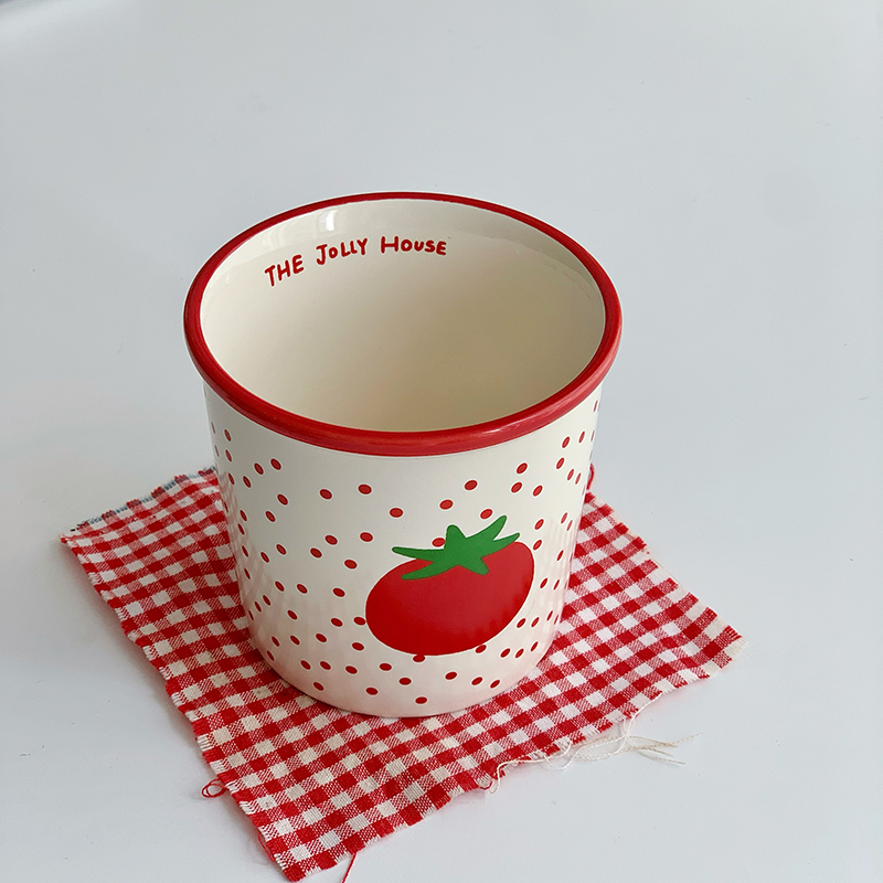 原创番茄杯子陶瓷马克杯家用喝水杯早餐牛奶杯高颜值办公室咖啡杯