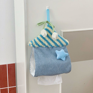 悬挂式纸巾袋创意小房子纸巾挂袋收纳包家用壁挂纸巾套床头抽纸袋