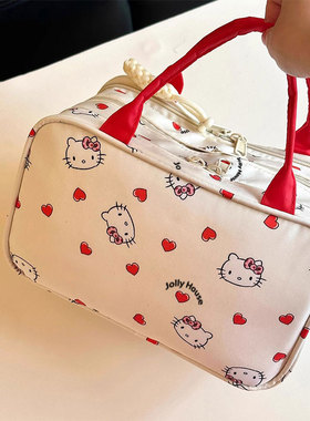 化妆包大容量女可爱猫咪化妆收纳包多功能便携式手提旅行洗漱包