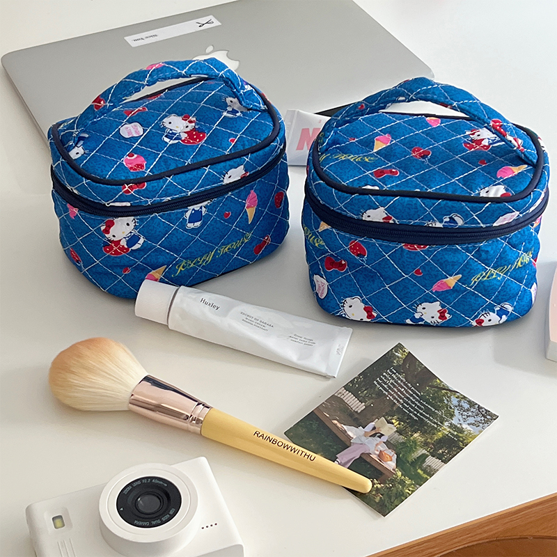 可爱复古化妆包女便携外出化妆品收纳包小型出差旅行手提洗漱包