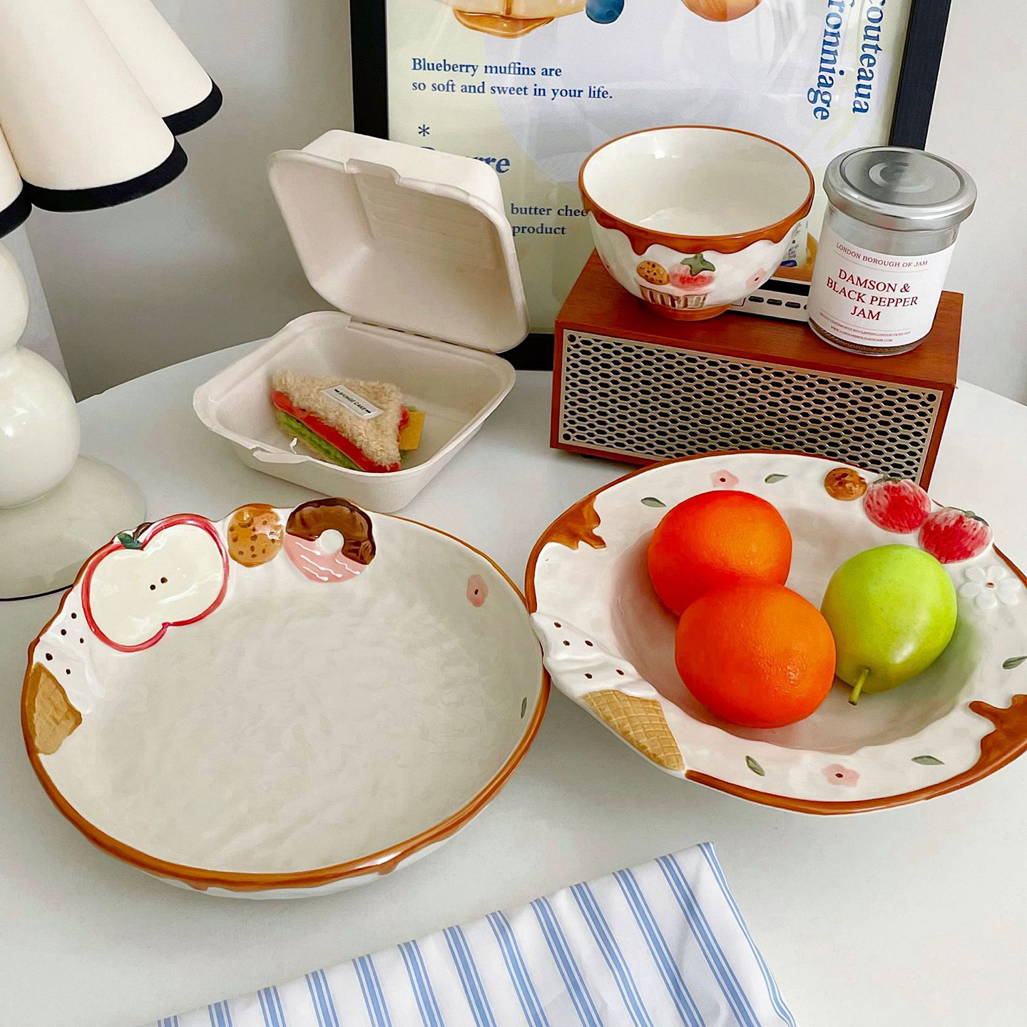 盘子家用菜盘可爱卡通餐盘浮雕陶瓷盘创意家用餐具甜品盘早餐盘,餐饮具,盘,淘宝优惠券,粉丝福利购,淘宝优惠卷