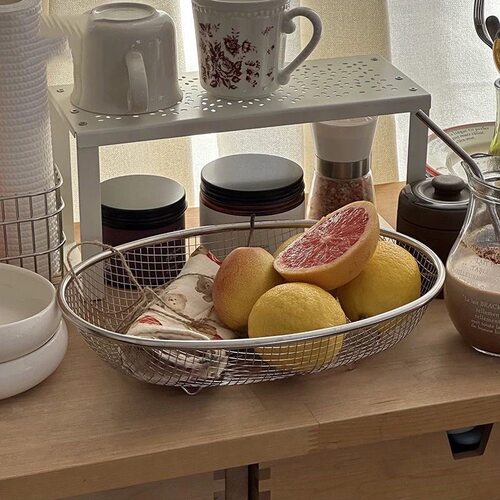ins简约不锈钢篮子收纳筐桌面杂物整理置物筐厨房水果沥水收纳篮