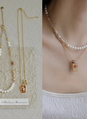 轻奢小众气质天然珍珠项链串珠新中式国风毛衣链金色2025新款