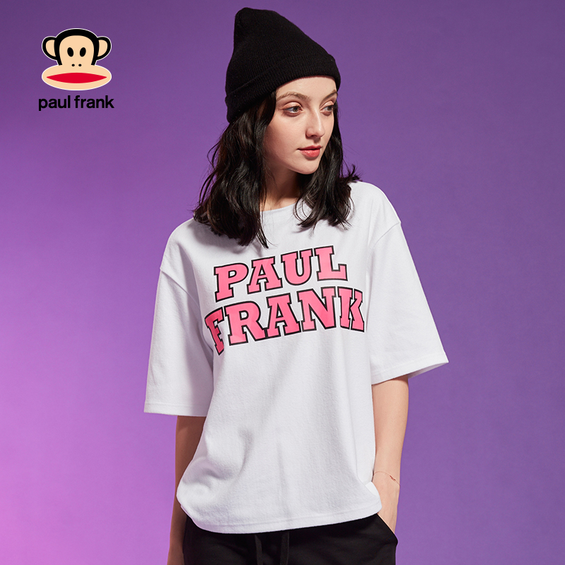 Paul Frank/大嘴猴2018夏季新品设计师款女时尚字母圆领短袖T恤