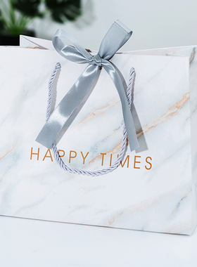 ins风礼品袋大理石纹手提袋包装袋纸袋创意节日礼物袋服装袋定制