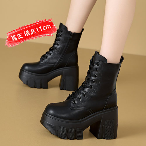 真皮厚底马丁靴女英伦风机车靴