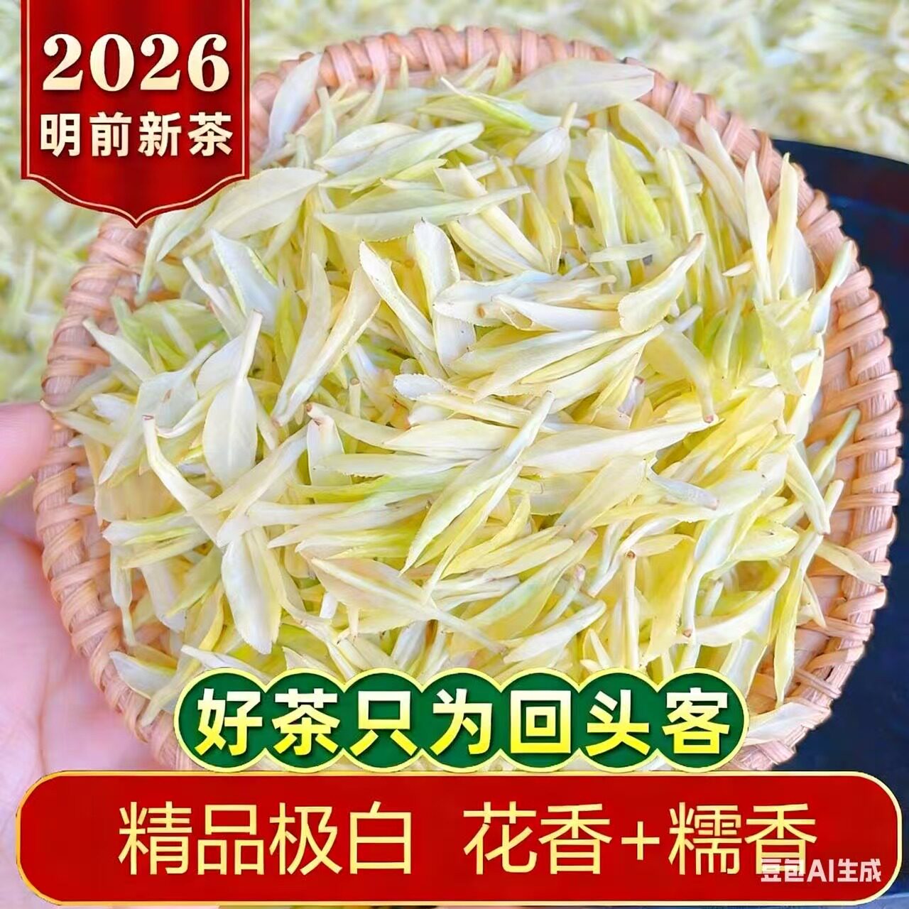 2026年头采极白茶叶新茶 糯香花香 极鲜极甜 羊脂玉白图片