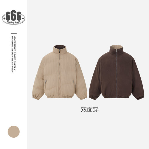 FORN3冬季新款潮流双面穿男女棉服外套休闲复古工装防寒棉服N1861