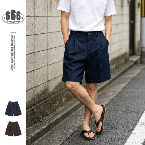 MAGMANS复古老钱风五分裤男宽松休闲工装短裤夏季直筒阔腿裤K7698