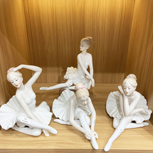 外贸西洋人物芭蕾少女雅致陶瓷人物瓷偶弹钢琴摆件桌面展厅收藏品