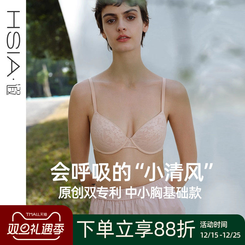 【小清风】遐小胸不空杯不跑杯蕾丝轻薄文胸罩上托聚拢无痕内衣女