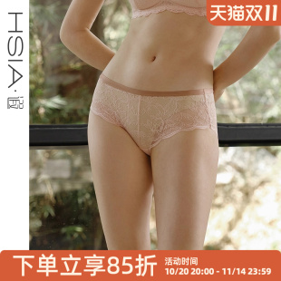 女性感全蕾丝纯棉裆轻薄透气无痕中腰平角裤 遐内裤 一味香草