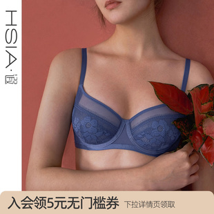 性感蕾丝全罩杯胸罩大胸显小文胸 遐内衣女春夏轻薄款 睫毛花朵
