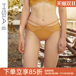 女 性感内裤 HSIA遐中腰平角裤 纯棉裆底绑带蕾丝舒适包臀透气轻薄款