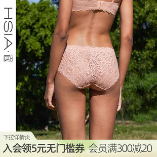 全蕾丝短裤 一路生花 遐中腰平角裤 女 透气无痕纯棉裆性感内裤