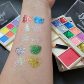 儿童舞台妆眼影免胶啫喱亮片防水防汗无毒闪粉星星亮黄大红金银粉